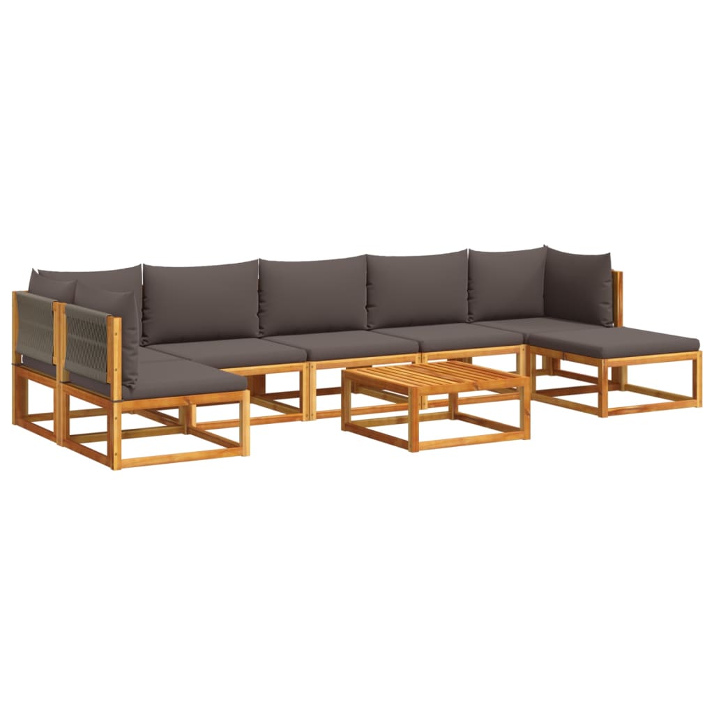 8-tlg. Gartensofa-Set mit Kissen Holz Akazie & Seil