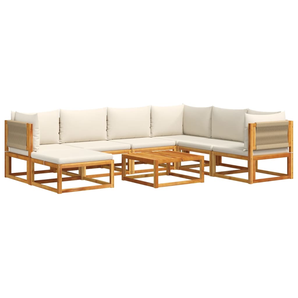 8-tlg. Gartensofa-Set mit Kissen Holz Akazie & Seil