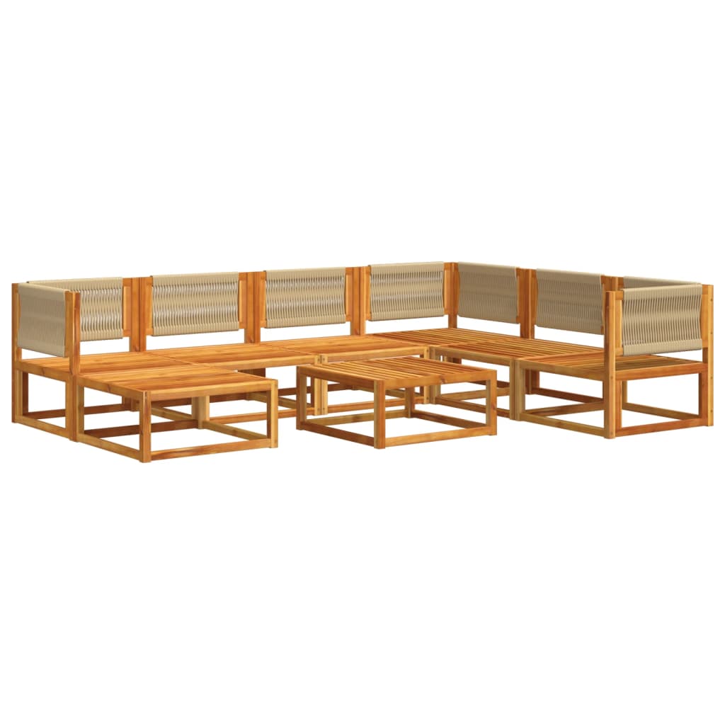 8-tlg. Gartensofa-Set mit Kissen Holz Akazie & Seil
