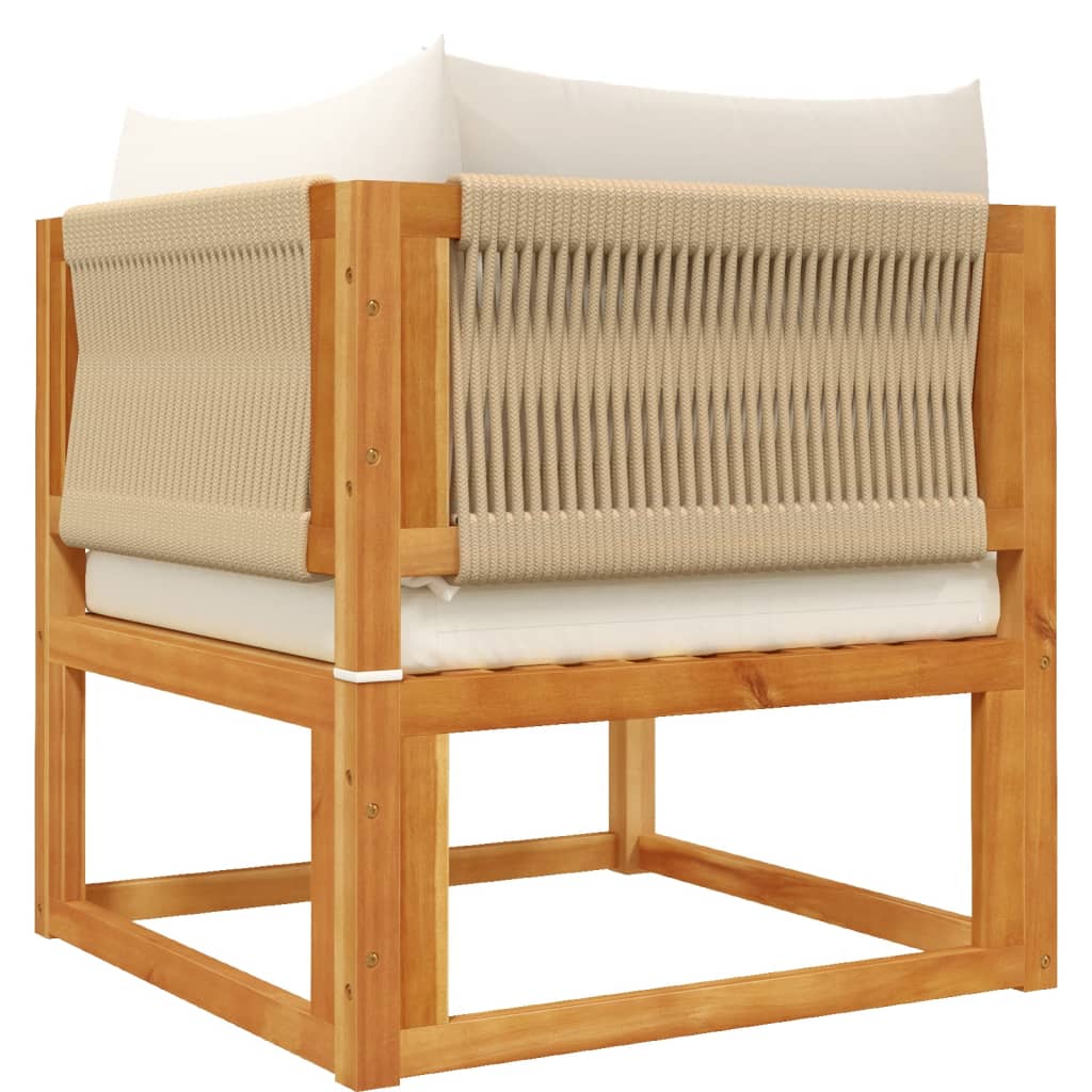 3-tlg. Gartensofa-Set mit Kissen Holz Akazie & Seil