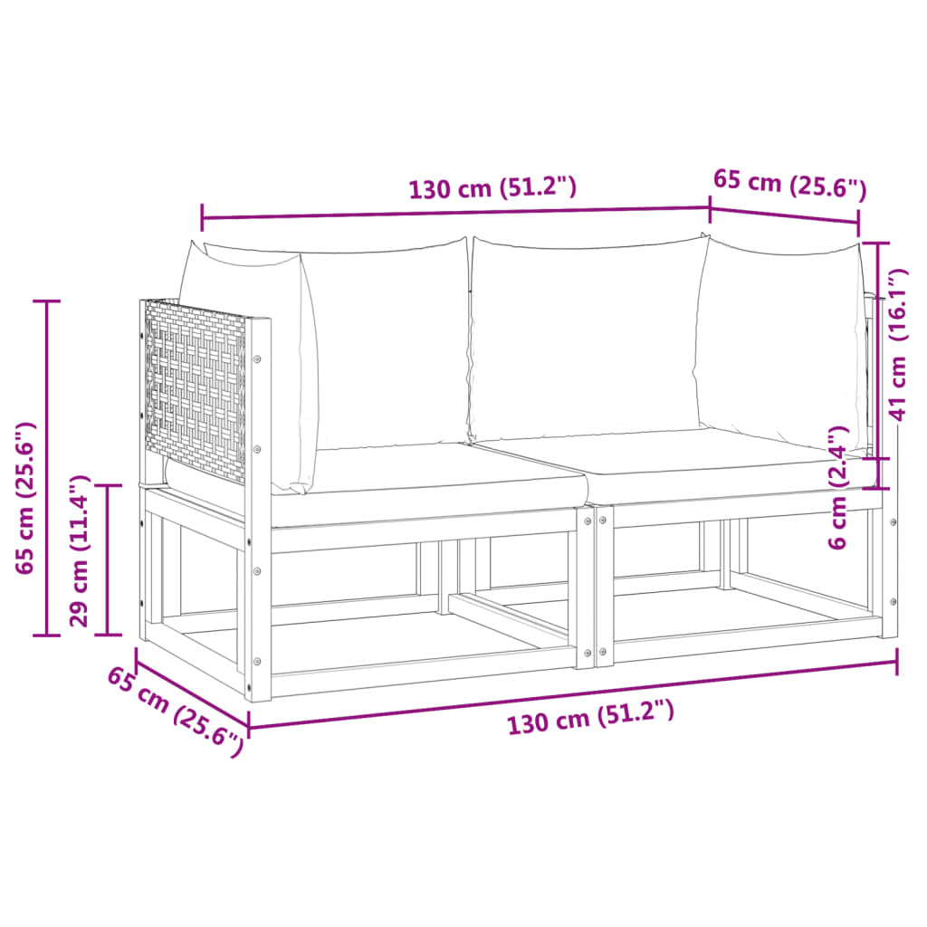 Gartensofas-Ecke mit Kissen 2 Stk. Holz Akazie & Rattan