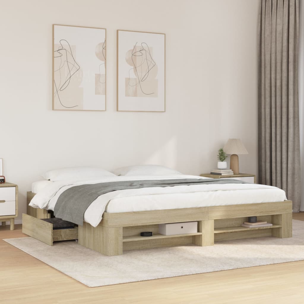 Bettgestell ohne Matratze Sonoma-Eiche 180x200 cm Holzwerkstoff