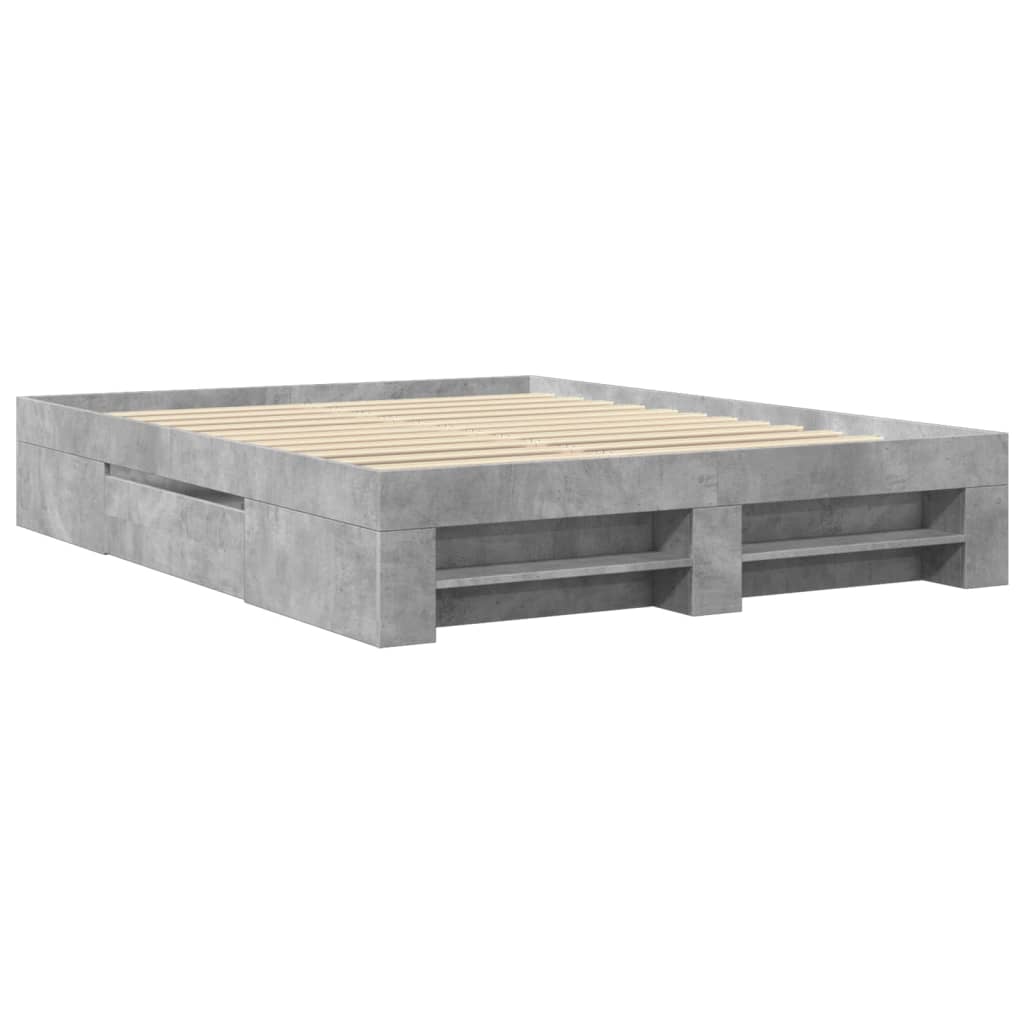 Bettgestell ohne Matratze Betongrau 160x200 cm Holzwerkstoff
