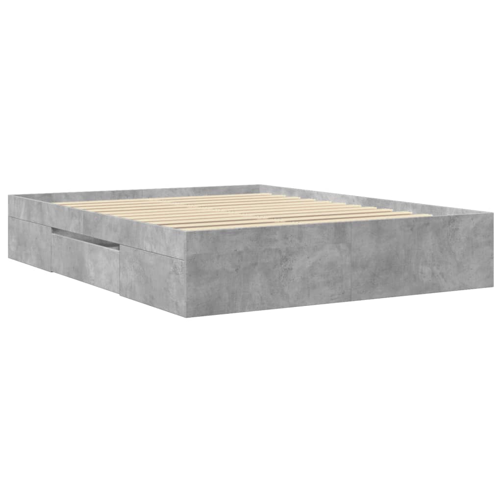 Bettgestell ohne Matratze Betongrau 160x200 cm Holzwerkstoff