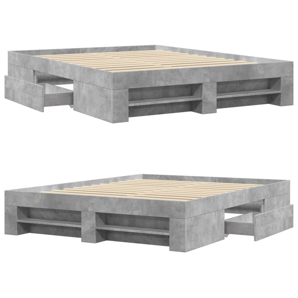 Bettgestell ohne Matratze Betongrau 160x200 cm Holzwerkstoff