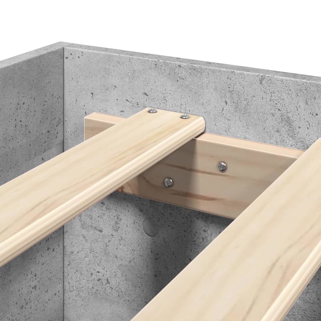 Bettgestell ohne Matratze Betongrau 160x200 cm Holzwerkstoff