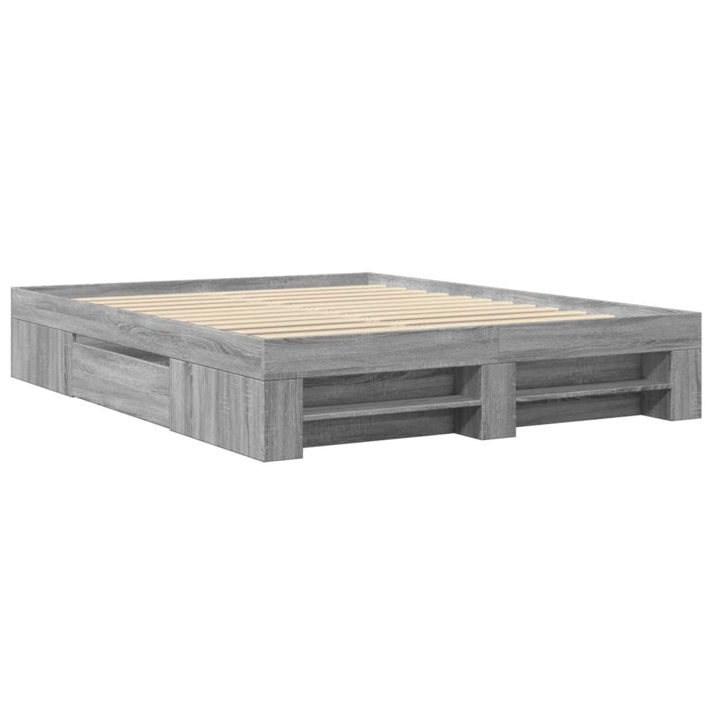 Bettgestell ohne Matratze Grau Sonoma 160x200 cm Holzwerkstoff