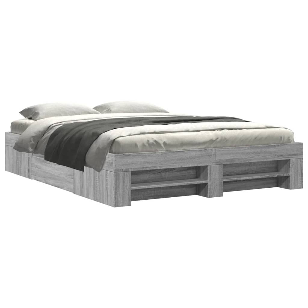 Bettgestell ohne Matratze Grau Sonoma 160x200 cm Holzwerkstoff