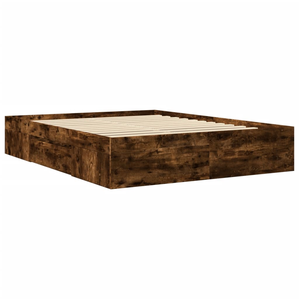 Bettgestell ohne Matratze Räuchereiche 150x200 cm Holzwerkstoff