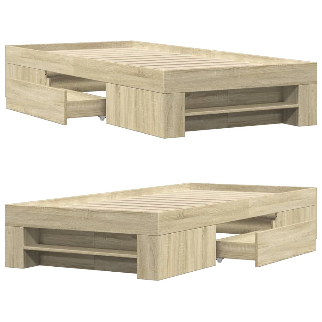 Bettgestell ohne Matratze Sonoma-Eiche 90x200 cm Holzwerkstoff