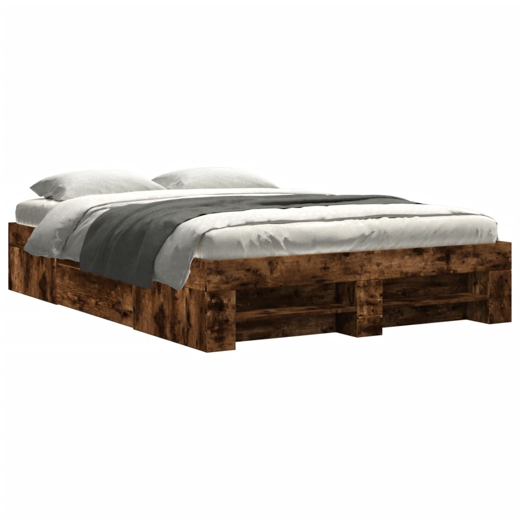 Bettgestell Räuchereiche 135x190 cm Holzwerkstoff