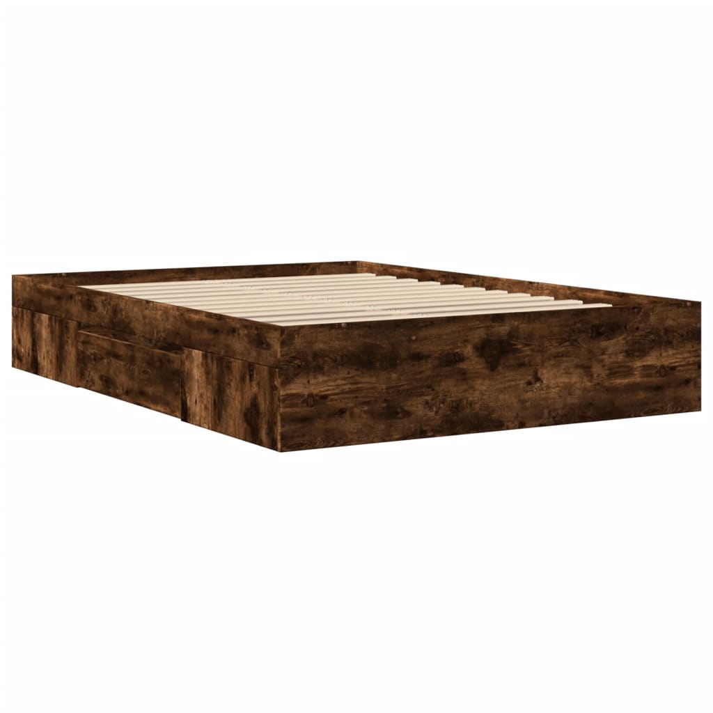 Bettgestell Räuchereiche 135x190 cm Holzwerkstoff