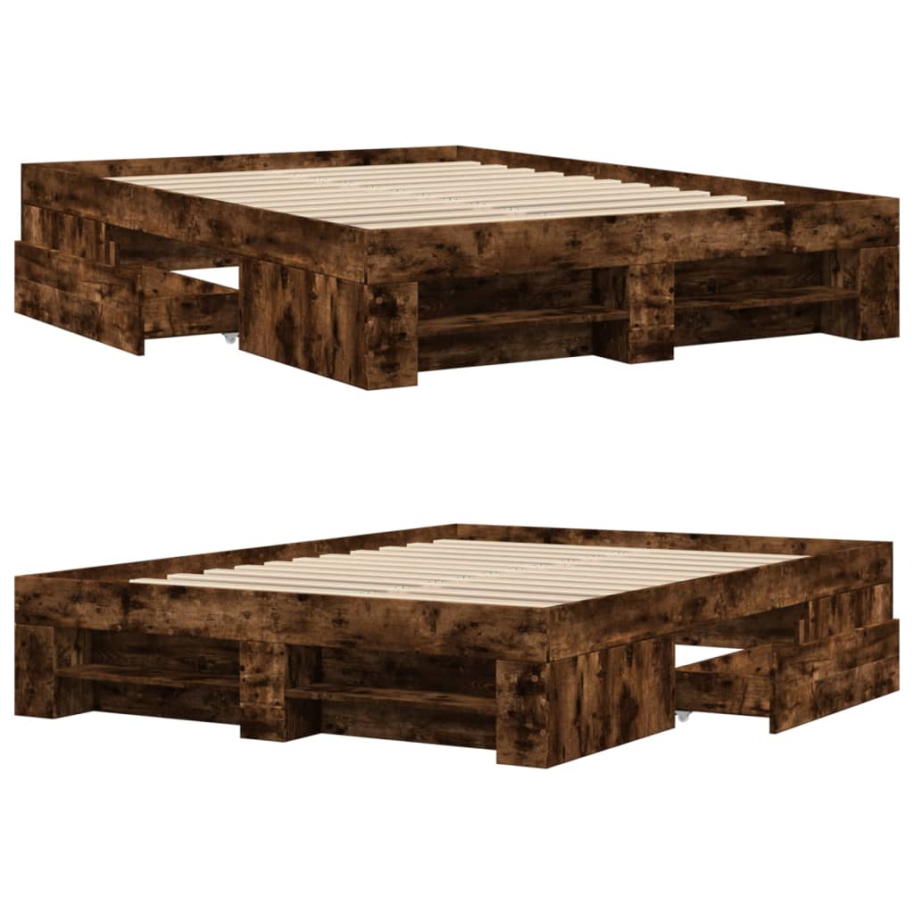 Bettgestell Räuchereiche 135x190 cm Holzwerkstoff