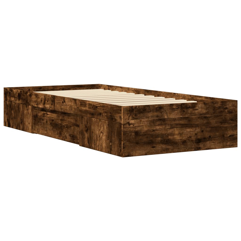 Bettgestell ohne Matratze Räuchereiche 90x190 cm Holzwerkstoff