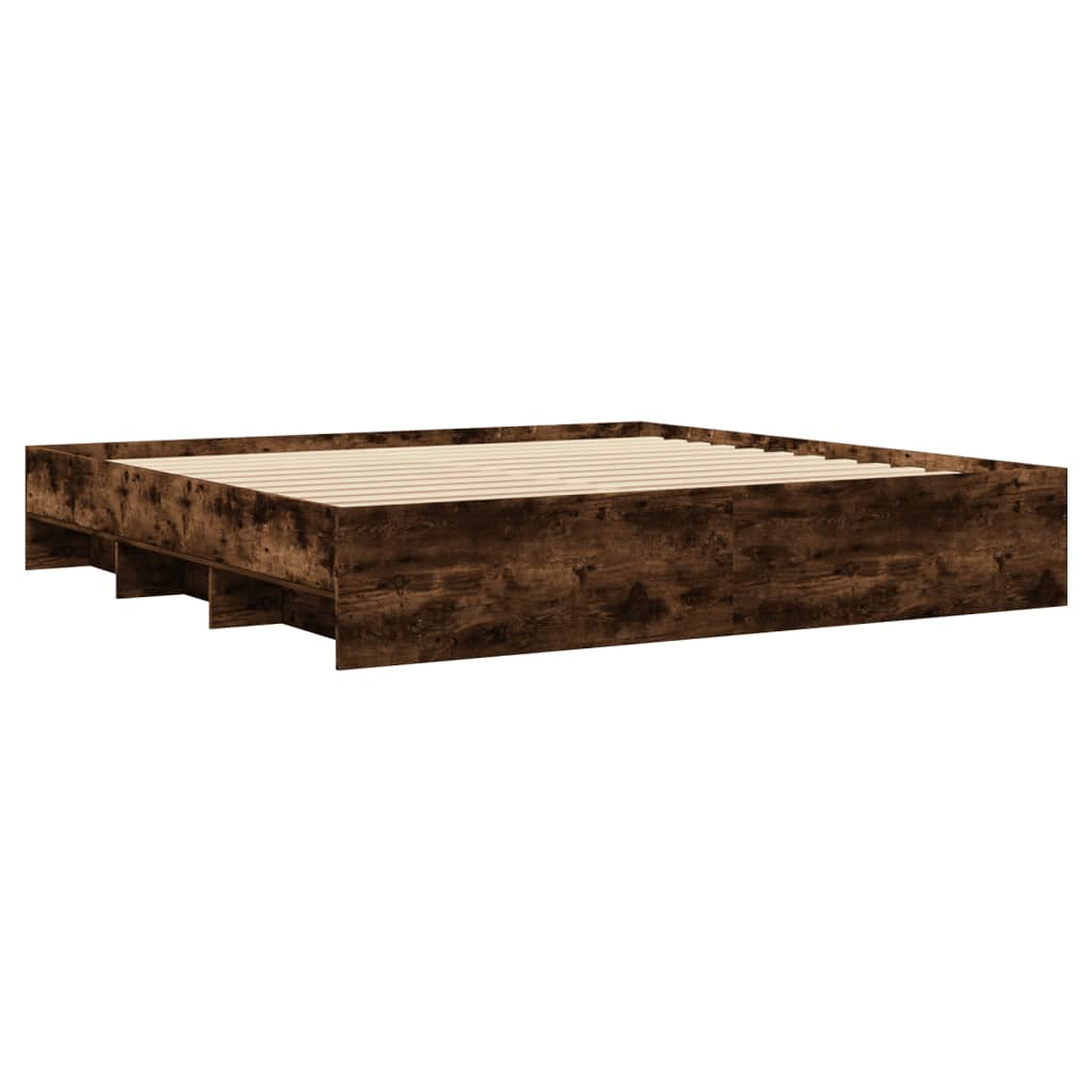 Bettgestell ohne Matratze Räuchereiche 200x200 cm Holzwerkstoff