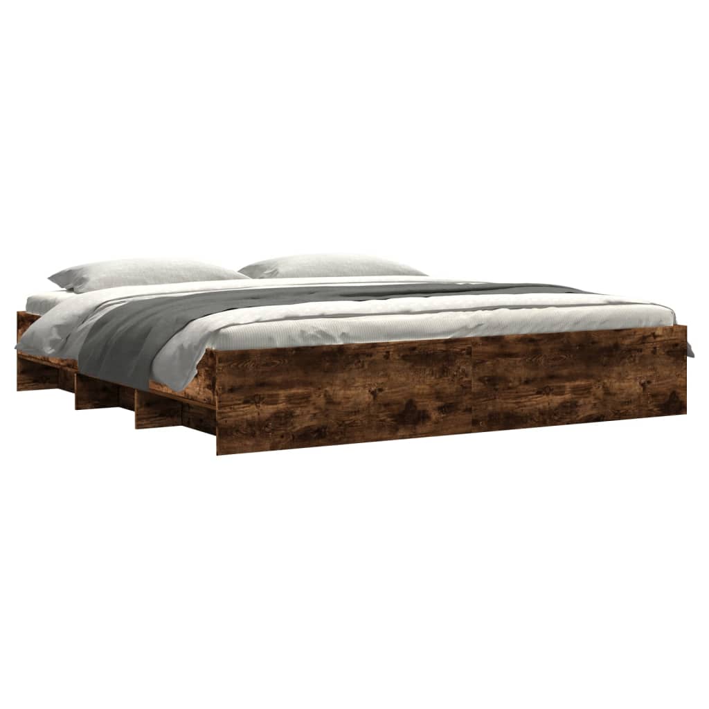 Bettgestell ohne Matratze Räuchereiche 180x200 cm Holzwerkstoff