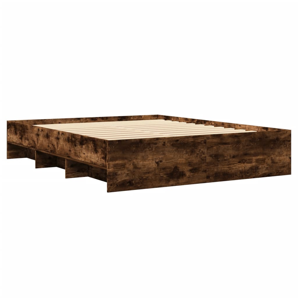 Bettgestell ohne Matratze Räuchereiche 160x200 cm Holzwerkstoff
