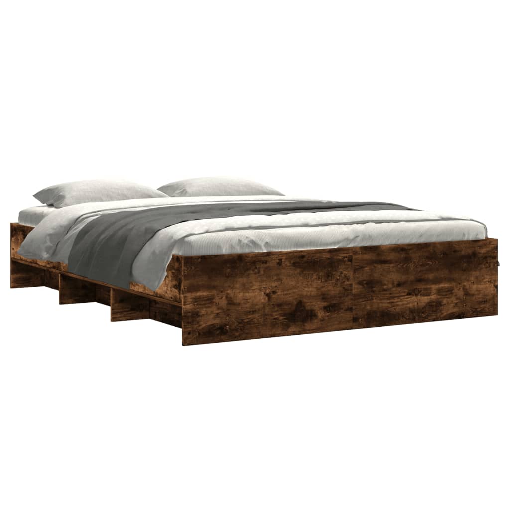 Bettgestell ohne Matratze Räuchereiche 160x200 cm Holzwerkstoff