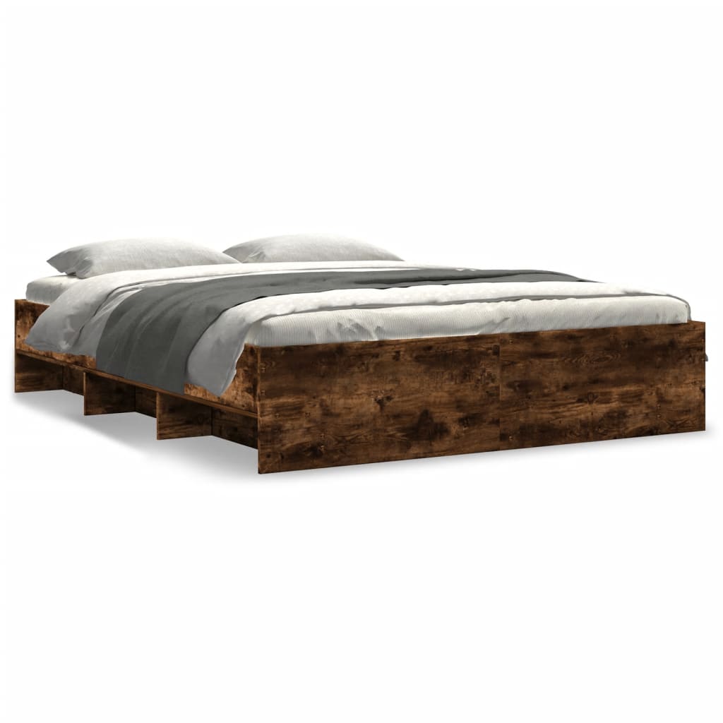 Bettgestell ohne Matratze Räuchereiche 160x200 cm Holzwerkstoff