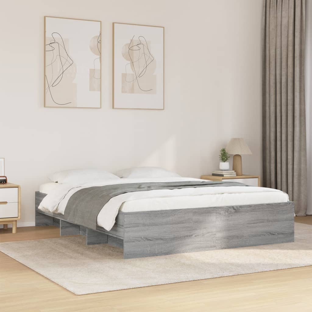 Bettgestell ohne Matratze Grau Sonoma 160x200 cm Holzwerkstoff