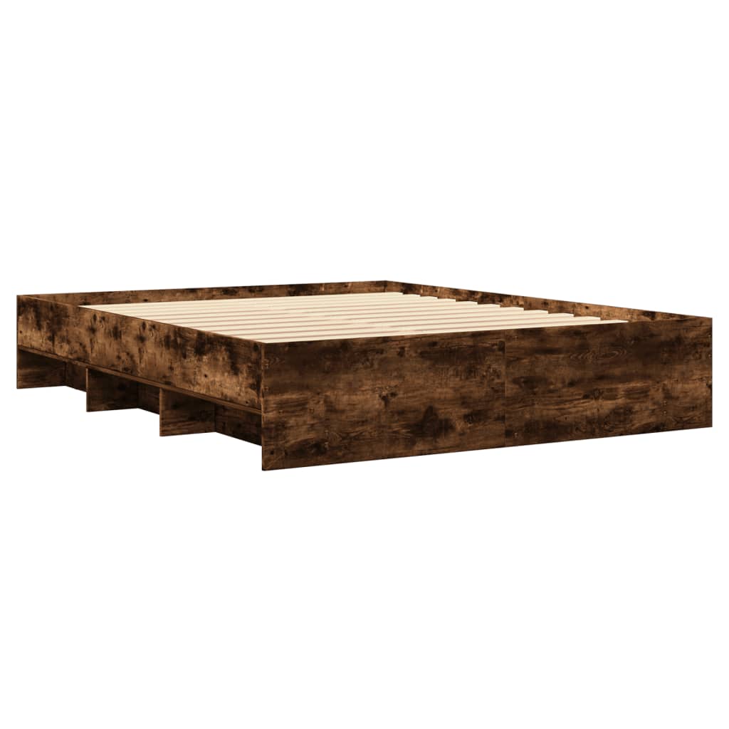 Bettgestell ohne Matratze Räuchereiche 150x200 cm Holzwerkstoff