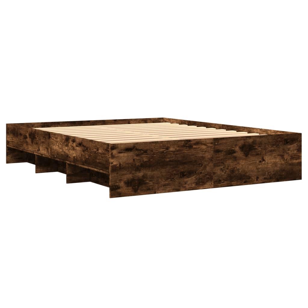 Bettgestell ohne Matratze Räuchereiche 150x200 cm Holzwerkstoff