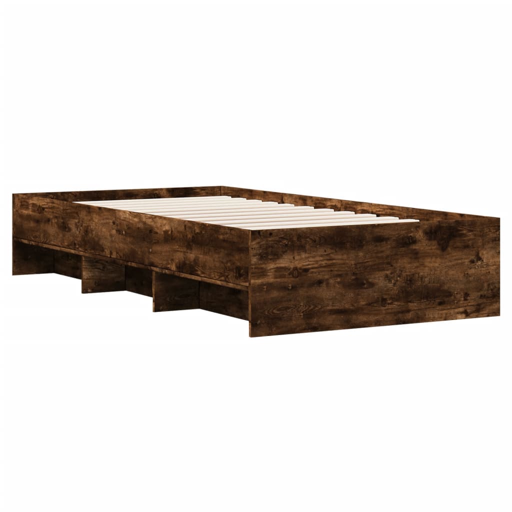 Bettgestell ohne Matratze Räuchereiche 100x200 cm Holzwerkstoff