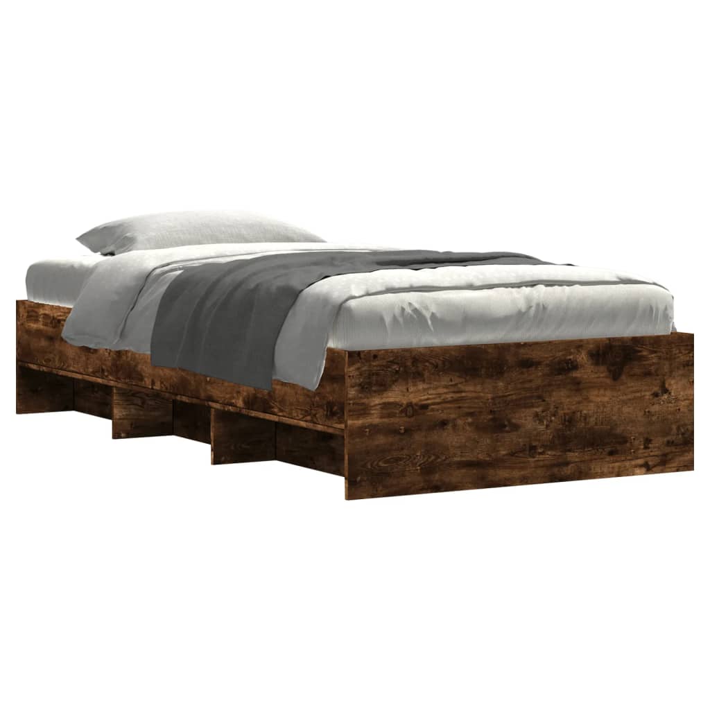 Bettgestell ohne Matratze Räuchereiche 90x190 cm Holzwerkstoff