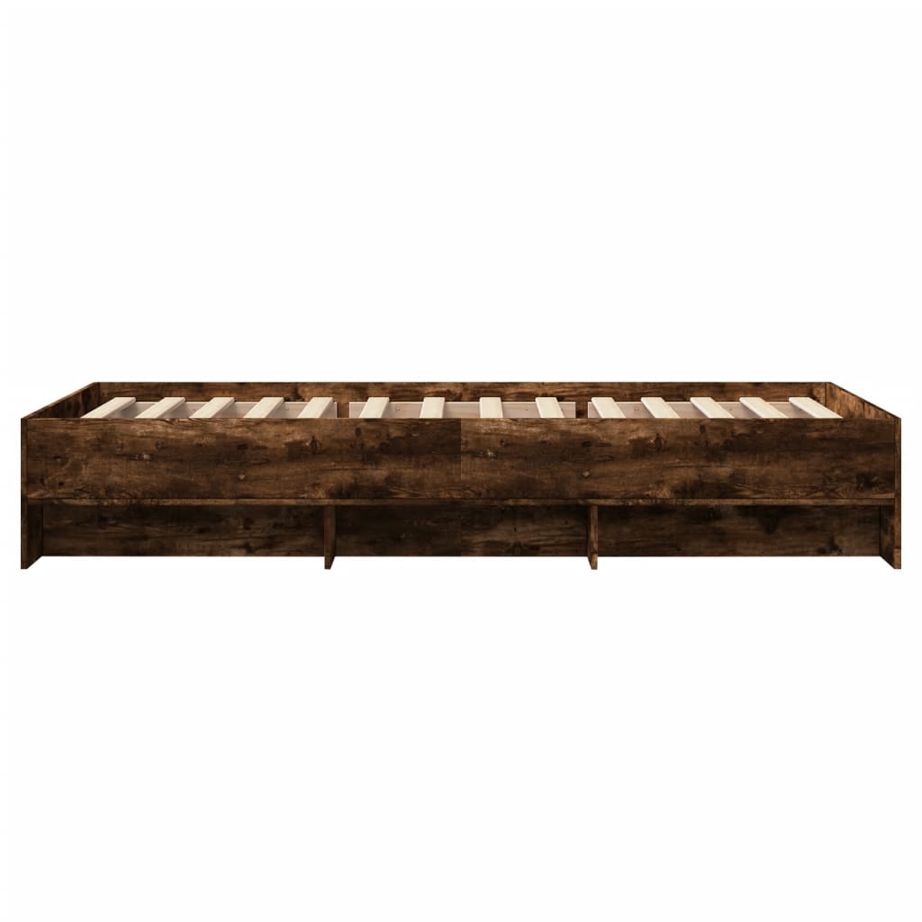 Bettgestell ohne Matratze Räuchereiche 90x190 cm Holzwerkstoff