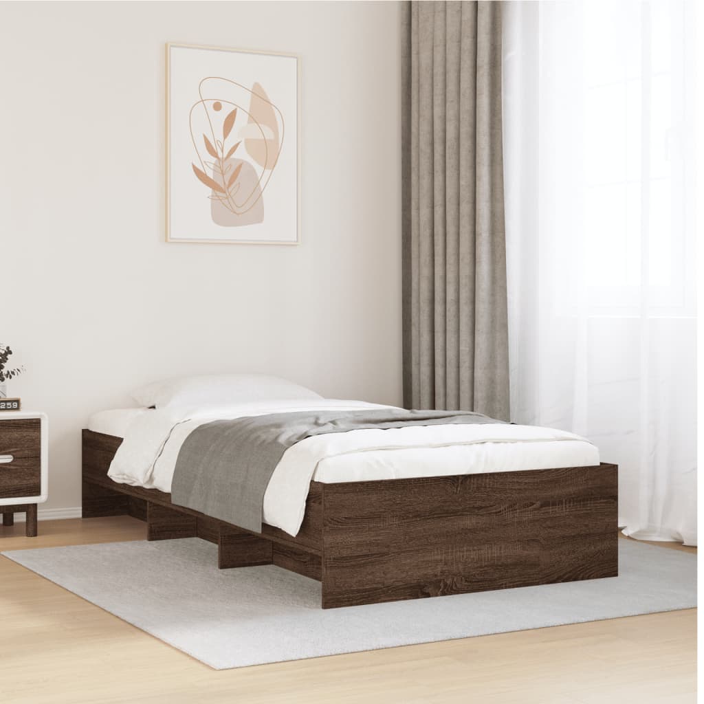 Bettgestell ohne Matratze Braun Eiche 75x190 cm Holzwerkstoff
