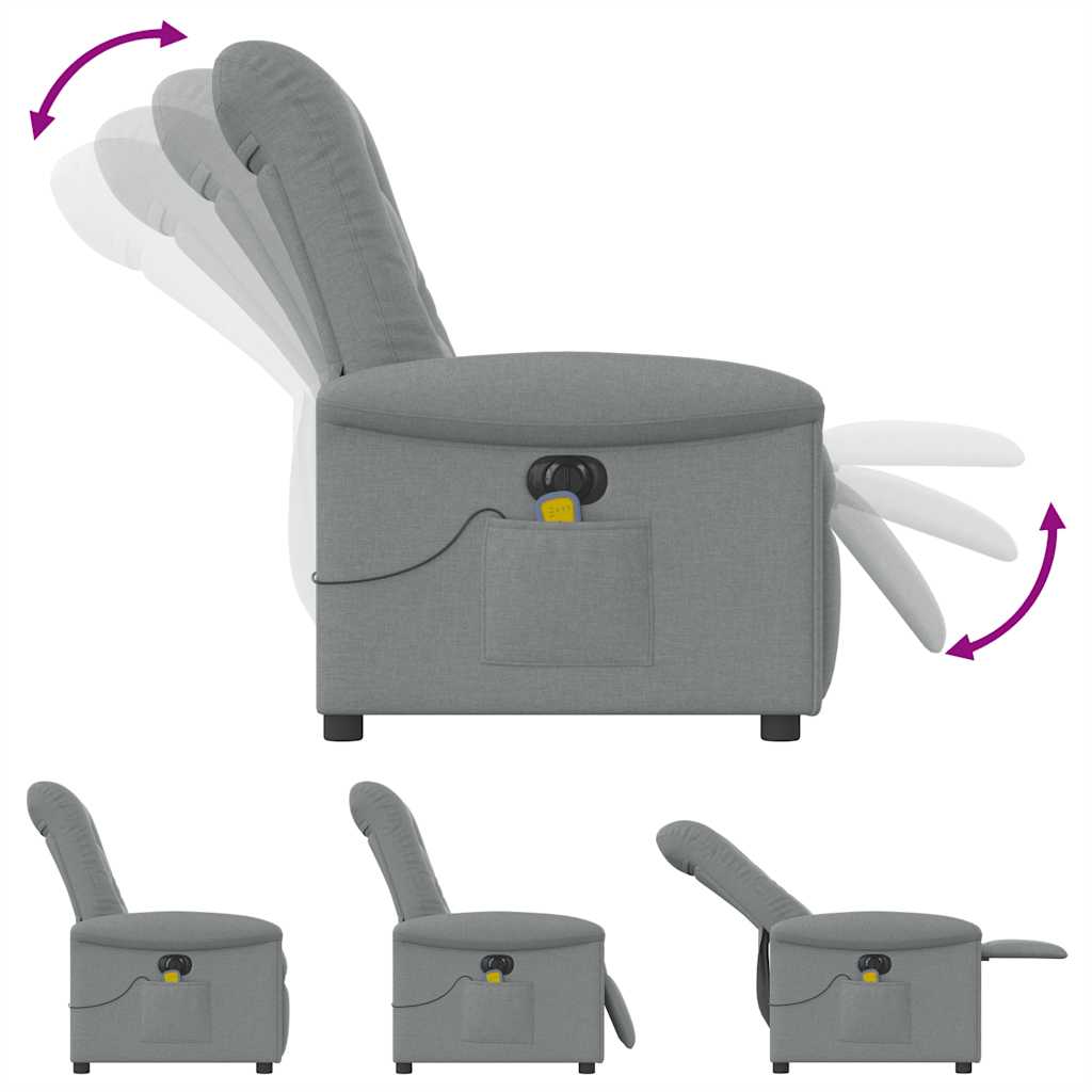 Massagesessel Elektrisch Hellgrau Stoff