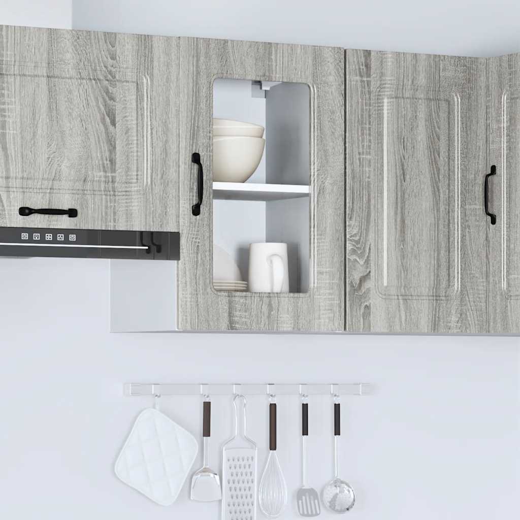 Küchen-Hängeschrank mit Glastür Kalmar Grau Sonoma Holzwerkstoff