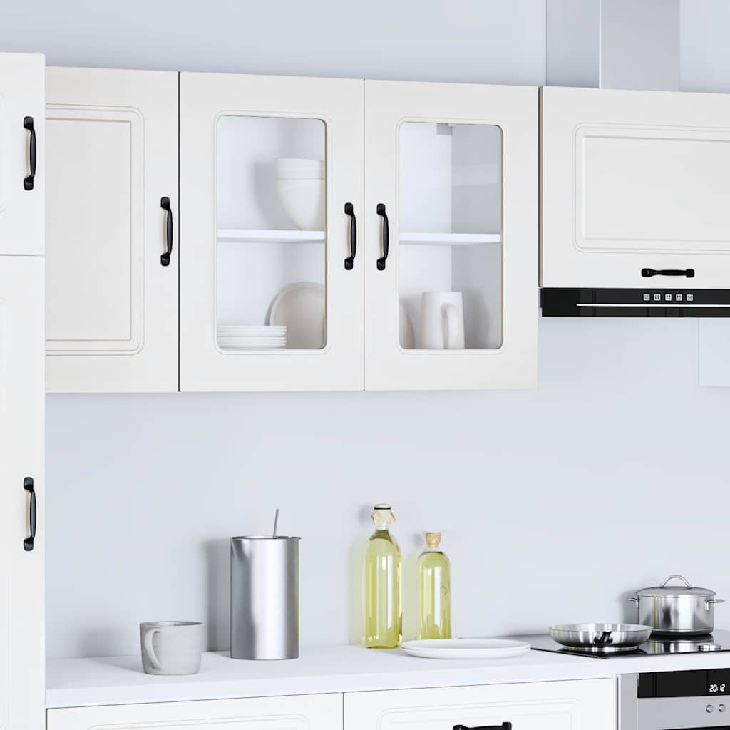 Küchen-Hängeschrank mit Glastür Kalmar Weiß Holzwerkstoff