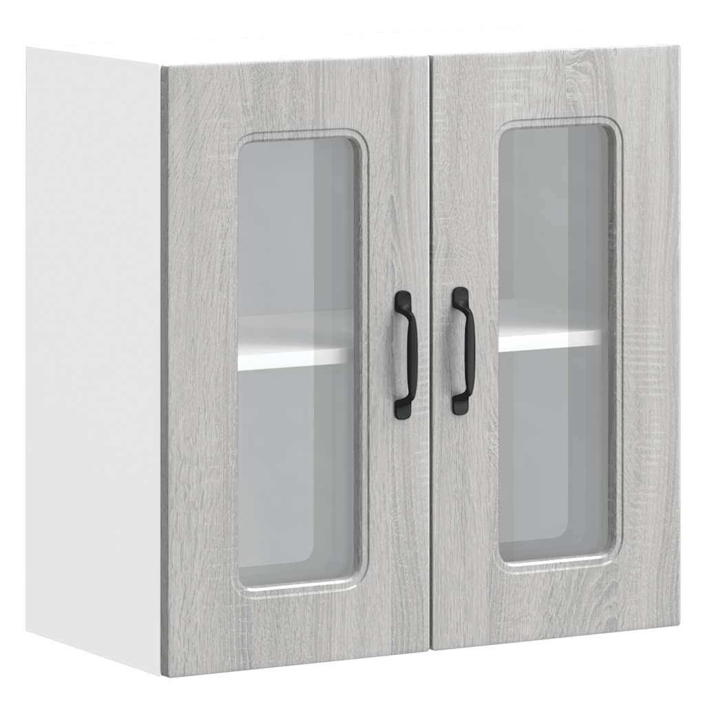 Küchen-Hängeschrank mit Glastür Kalmar Grau Sonoma Holzwerkstoff
