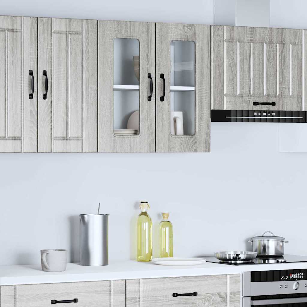 Küchen-Hängeschrank mit Glastür Kalmar Grau Sonoma Holzwerkstoff