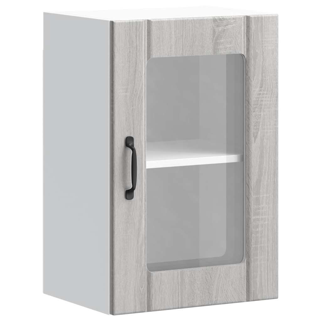 Küchen-Hängeschrank mit Glastür Lucca Grau Sonoma