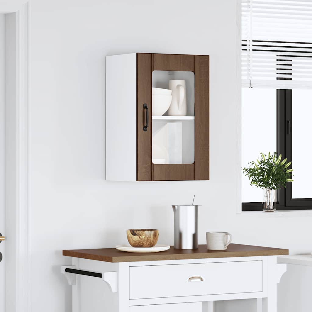 Küchen-Hängeschrank mit Glastür Lucca Braun Eichen-Optik