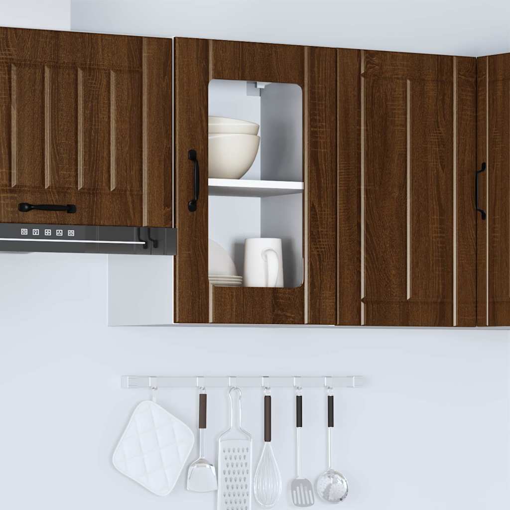 Küchen-Hängeschrank mit Glastür Lucca Braun Eichen-Optik