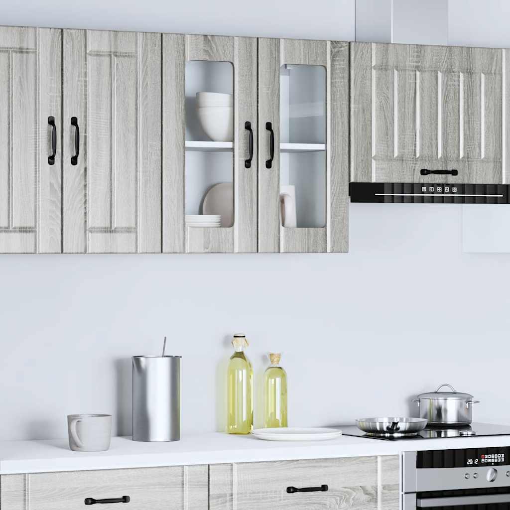Küchen-Hängeschrank mit Glastür Lucca Grau Sonoma Holzwerkstoff