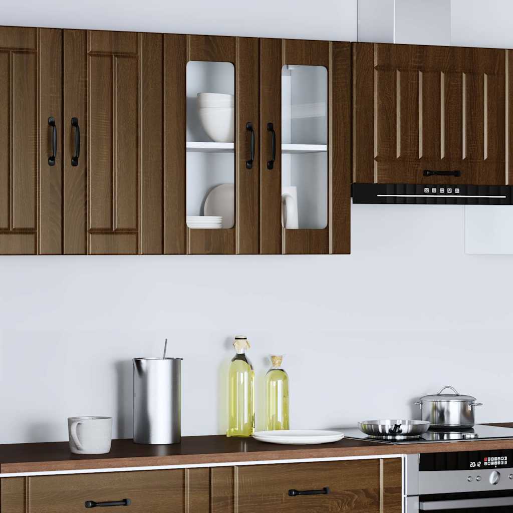 Küchen-Hängeschrank mit Glastür Lucca Braun Eichen-Optik