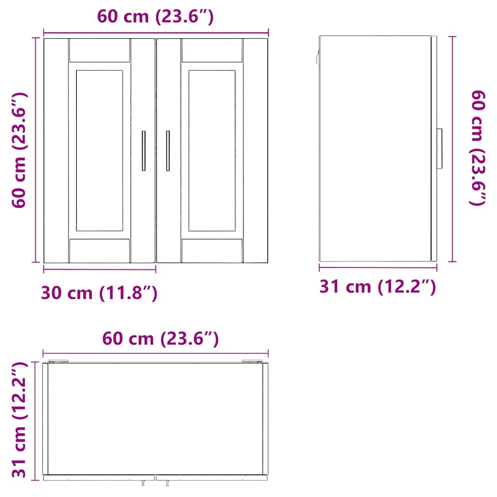 Küchen-Hängeschrank Porto Schwarz Holzwerkstoff