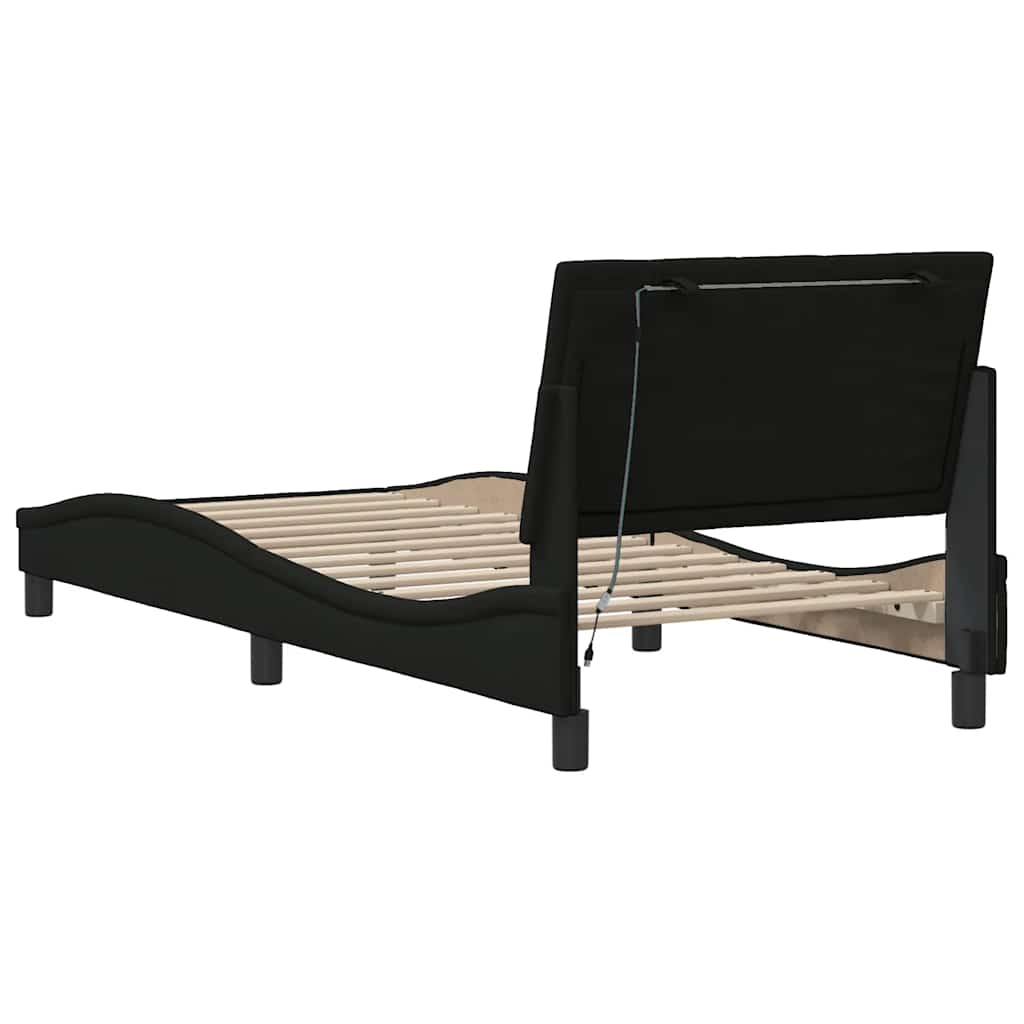 Bettgestell ohne Matratze "Hanko" Schwarz 80x200 cm Stoff