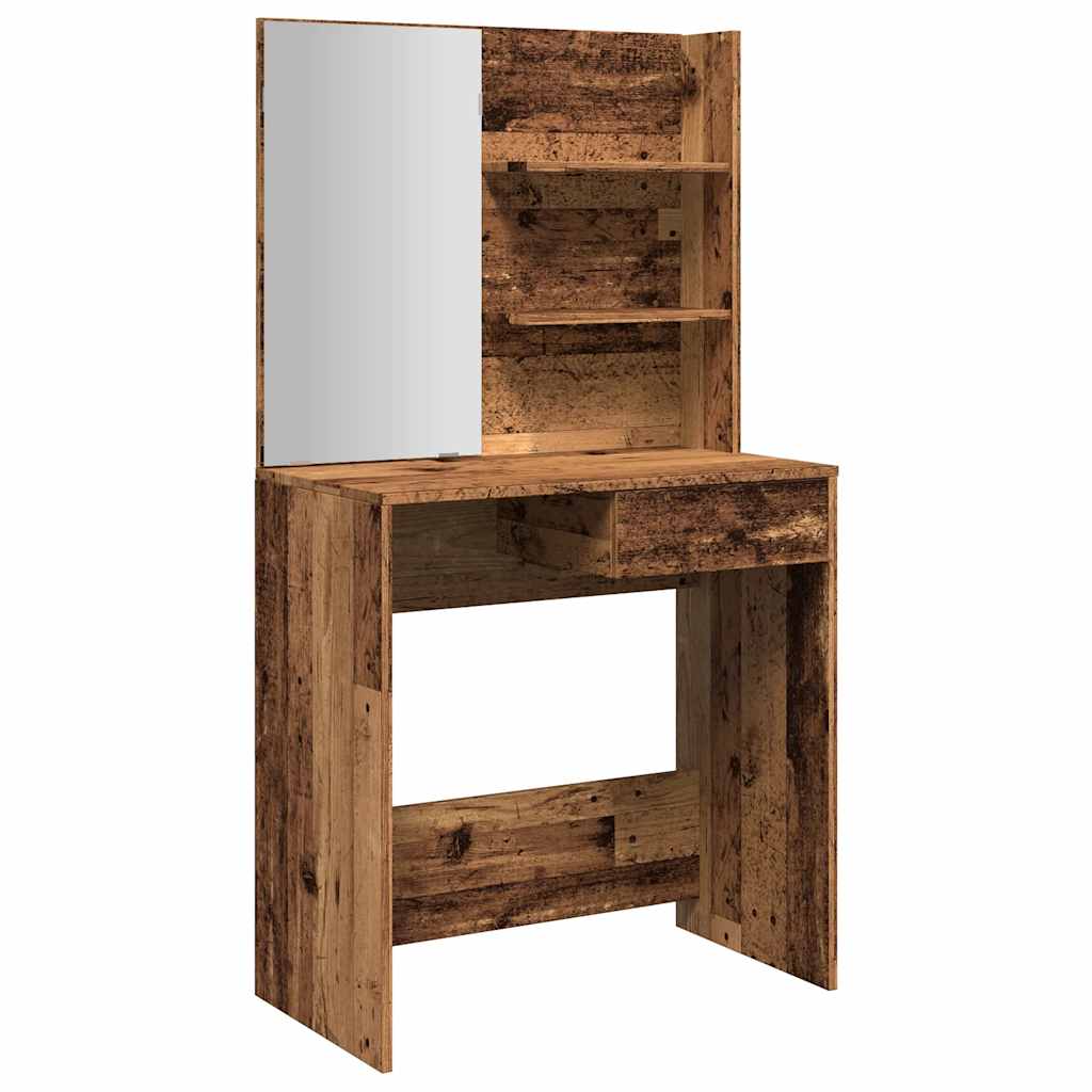Schminktisch mit Spiegel Altholz-Optik 74,5x40x141 cm
