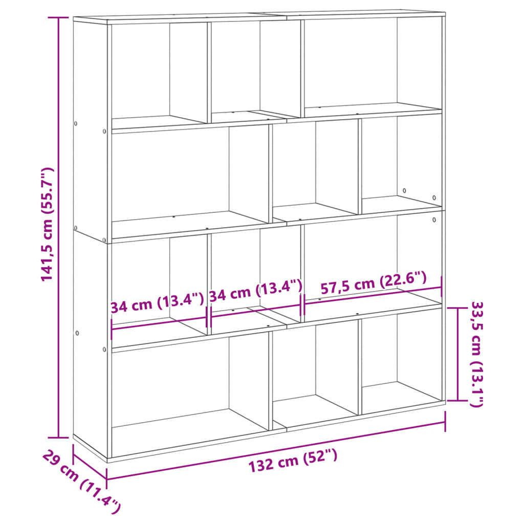 Bücherregal Weiß 132x29x141,5 cm Holzwerkstoff