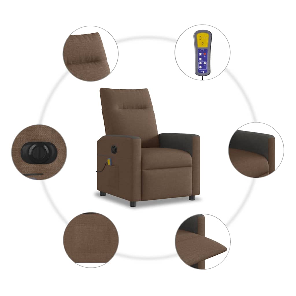 Massagesessel Elektrisch Braun Stoff
