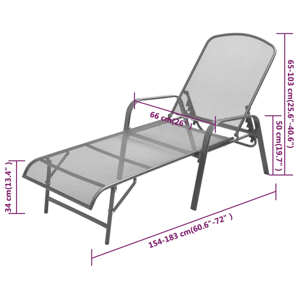 Sun lounger steel anthracite