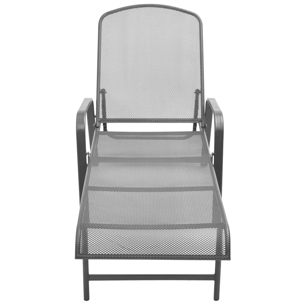 Sun loungers 2 pieces with table steel anthracite