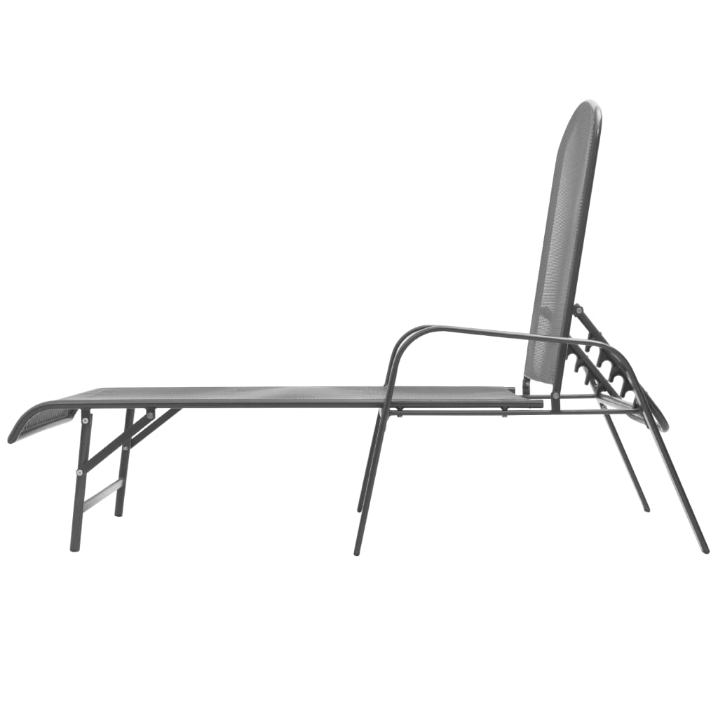 Sun loungers 2 pieces with table steel anthracite