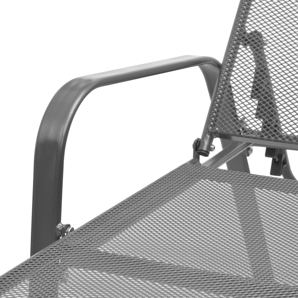 Sun loungers 2 pieces with table steel anthracite