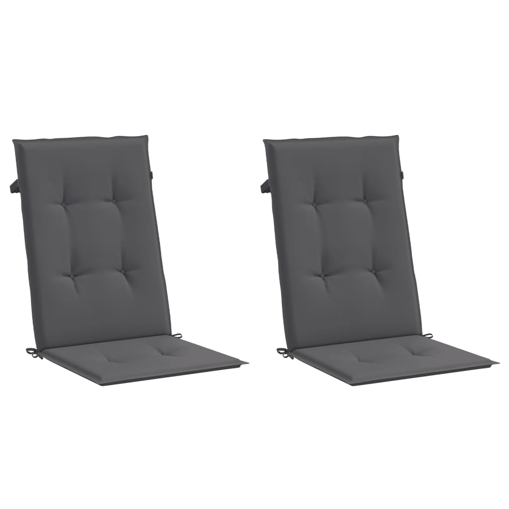 Garden chair cushions for high-back chairs 2 pieces. Anthracite 120x50x3 cm